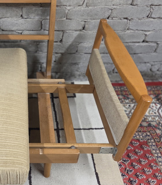 Image 1 of Divano trasformabile vintage Stella in stile scandinavo, in legno di faggio - anni '70