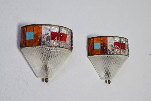 Ensemble de deux appliques en Poliarte Longobard de style moderne italien du Mid Century