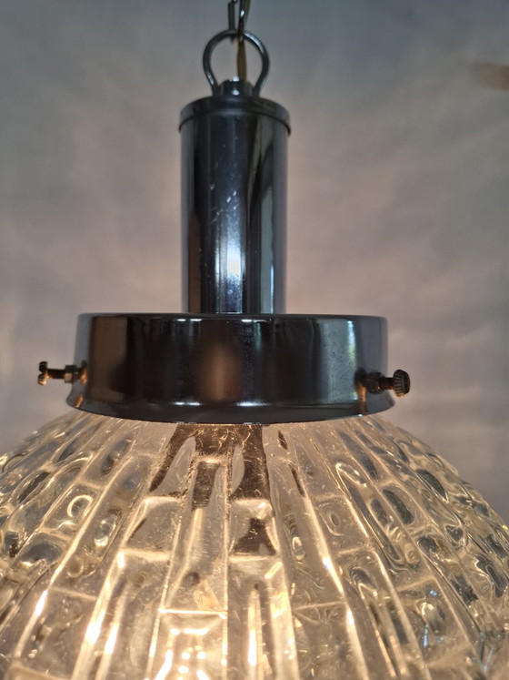 Image 1 of 70s glass chandelier.