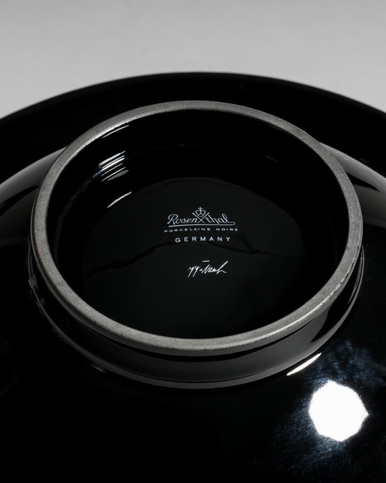 Image 1 of Duo vase et coupe « Nautica » en porcelaine noire, série Porcelaine Noire, années 1980, par Jan van der Vaart pour Rosenthal Stu