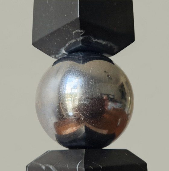 Image 1 of Sculpturale lamp van marmer en chroom - modernistische art-decostijl