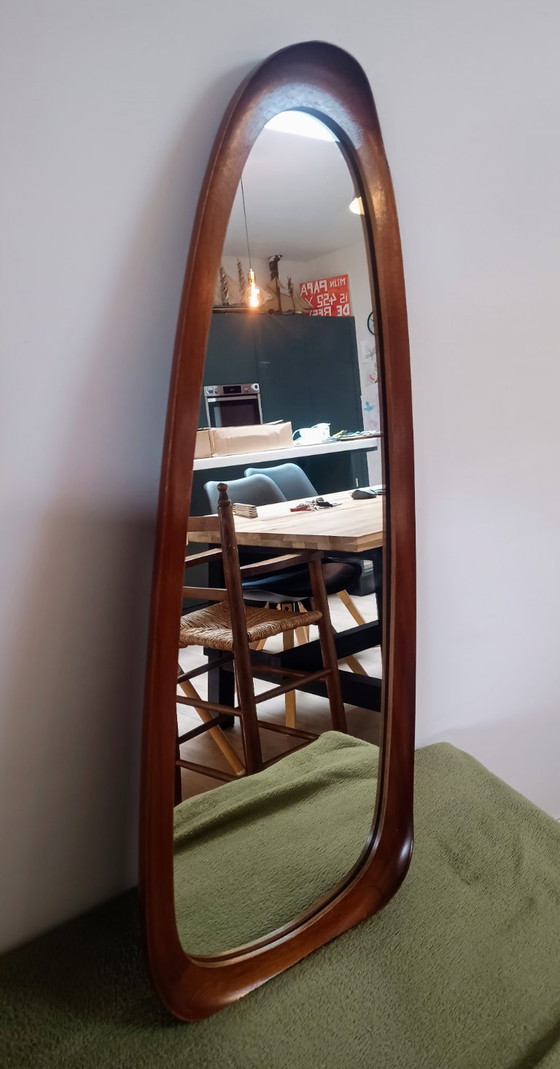 Mid-Century Deense Teak Wandspiegel – Organisch Design – Ca. 1965-1975 – Glass, Wood (photo 17 of 20)