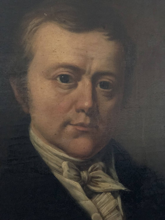 Image 1 of Portrait ancien à l'huile d'un gentilhomme hollandais, XIXe siècle