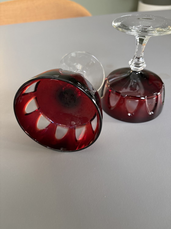 Image 1 of Cristal D'Arques - Copas de champán de cristal rojo rubí Durand