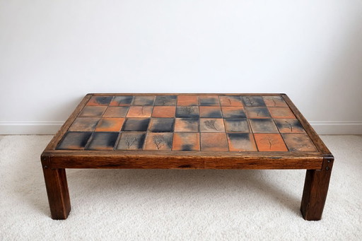 Terracotta herbarium coffee table in the Garnier style, circa 1960