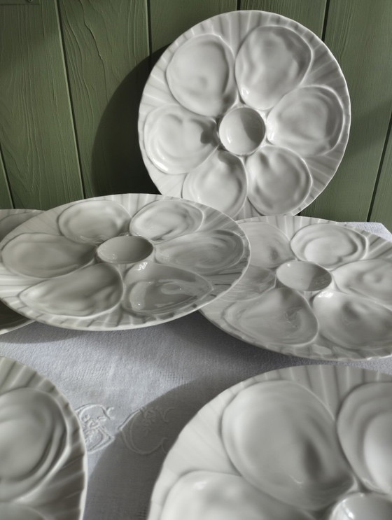 Image 1 of Lot de 6 assiettes à huitres en porcelaine de Pillivuyt