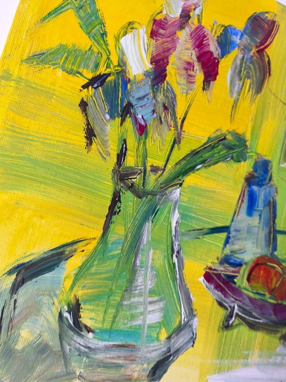 Image 1 of Original Oil Painting – Expressionist Floral Still Life – Signed