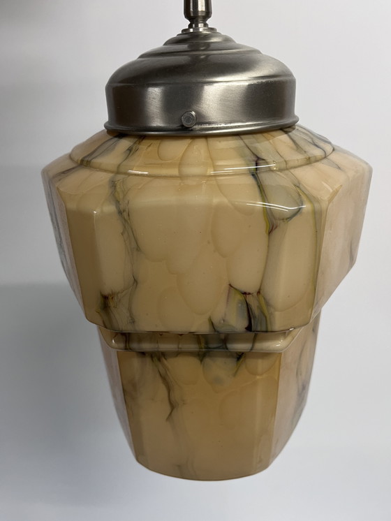Image 1 of Lampada a sospensione in marmo Art Déco vintage con pendolo