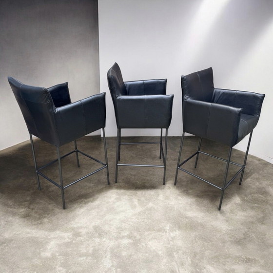 Tabourets de bar Jess Design "Forward" | Set de 3 | Cuir Noir | Excellent État! – Leather, Metal (photo 5 of 15)