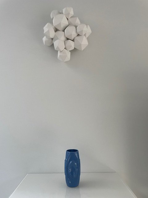 Image 1 of Beautiful Blue Glazed Vase With Ellipse Patterns