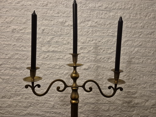 3 armige grote kandelaar koper/goudkleurig 