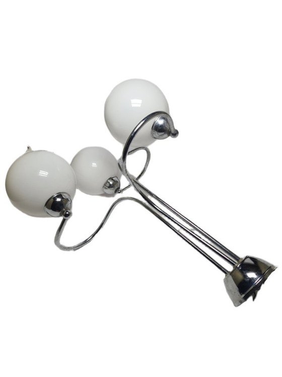 Lampadario in stile Art Déco, Polonia, anni '70 – Glass, Chrome (photo 8 of 10)