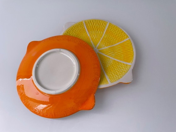 Image 1 of Juego de 2 platos de cerámica con rodajas de naranja
