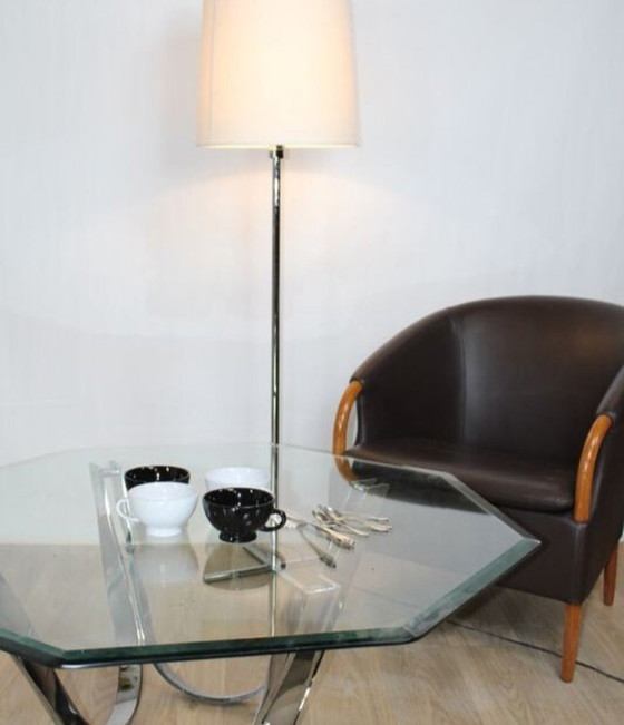 Image 1 of Roger Sprunger coffee table for Dunbar in glass and chrome-plated steel, 1960s
