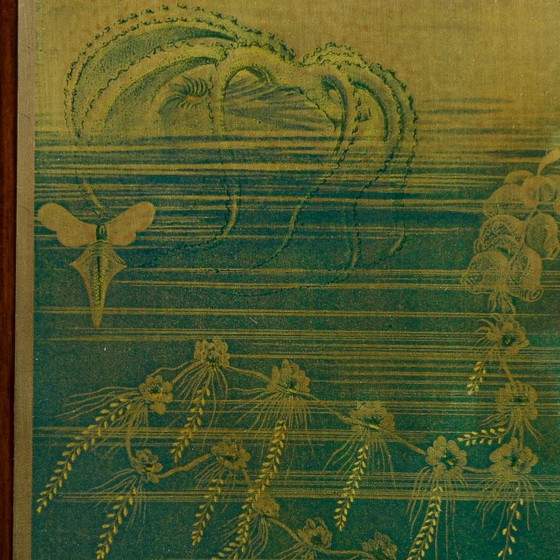 Engraved picture on silver plate by artist Catraro, 1970 – Paintings & Drawings, Wood, Vintage (photo 2 of 5)