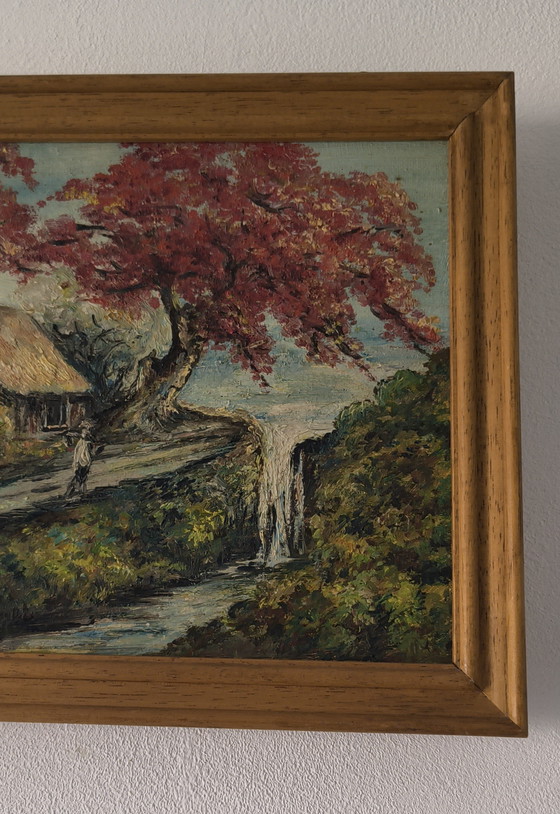 Image 1 of Painting with a typical Indonesian landscape