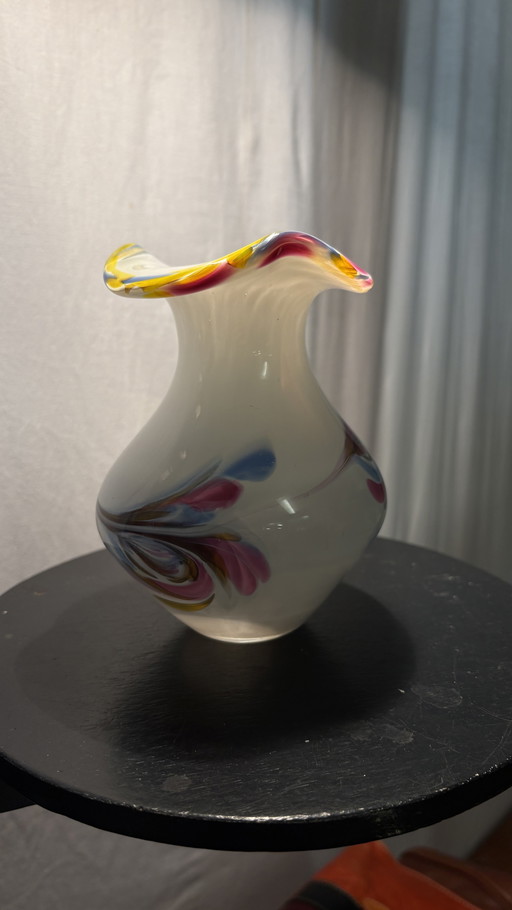 Vase Glashütte signé B. Haller - verre d'atelier, 1994