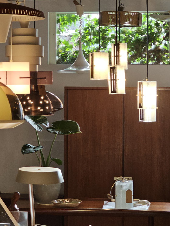 Image 1 of Lampe pendentif vintage Lampe pendentif Cascade avec 5 calices