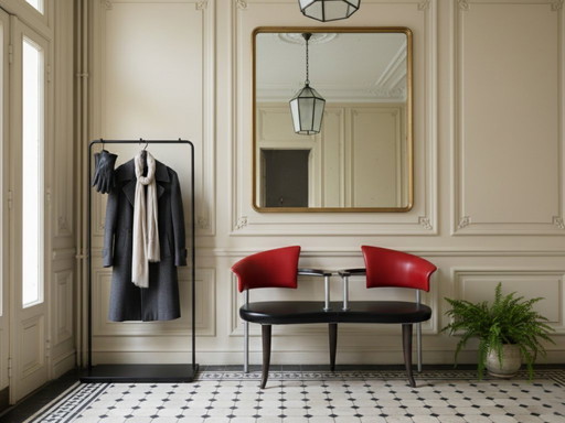 1990s Italian black and red post modern design bench