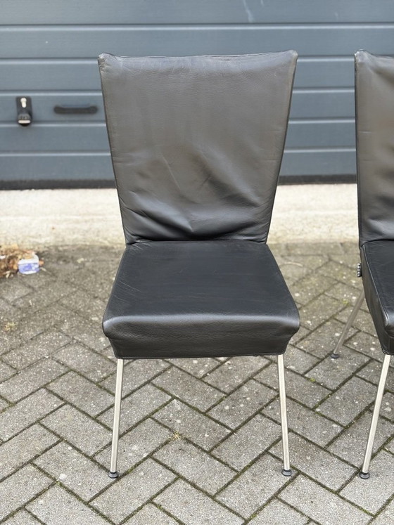 Orea Stoelen 6 Stuks – Label van den Berg, Eetkamerstoelen, Leather, Chrome (photo 9 of 17)