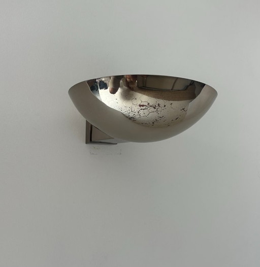 Vintage modernist wall lamp, chromed metal, Belgium 1970