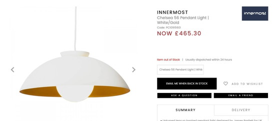 Image 1 of Innermost Chelsea 56 hanglamp wit/goud, nieuw, verzegeld, adviesprijs £465