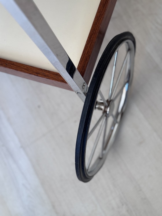 Vintage Bauhaus trolley barcart serveerwagen jaren 60 – Chrome, Wood (photo 12 of 15)