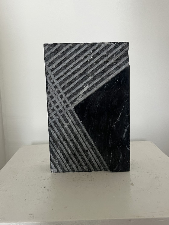 Image 1 of Brutalist VASE mid 20s Century high-rectangular granite/marble vase