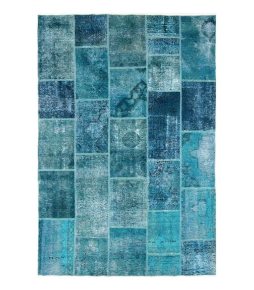 Alfombra Oriental Anudada a Mano Vintage Art Clásico & Diseño en Relieve 300 x 202 cm Color Azul