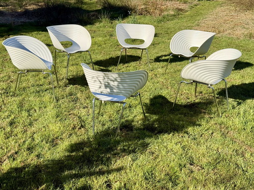 6x Tom Vac Stoel Vitra Chrome Onderstel Stapelbaar