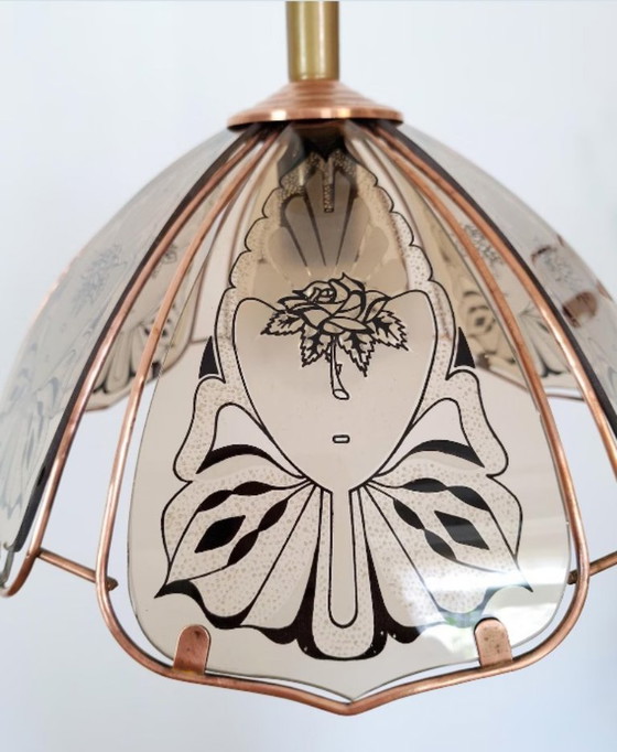 Image 1 of Lampada a sospensione in vetro vintage, plafoniera, lampada a sospensione, plafoniera retrò