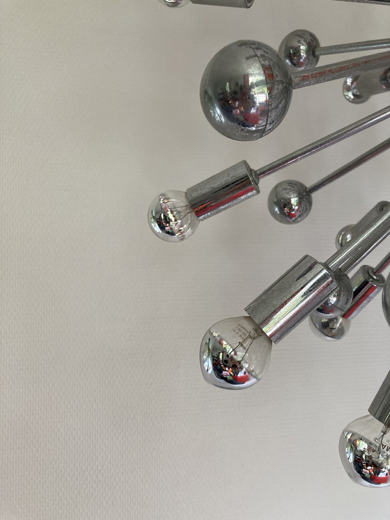 Image 1 of Chroom Sputnik Space-age kroonluchter uit de jaren 70 extra groot model
