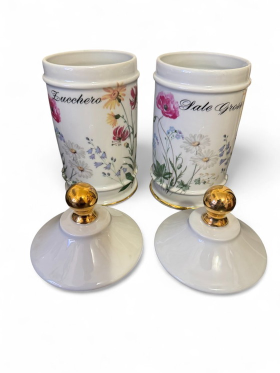 Image 1 of Set van Limoges porseleinen keukenpotten uit de jaren 50