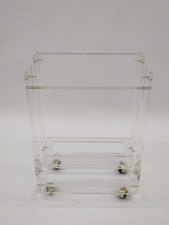 Image 1 of Chariot de bar en plexiglas style David Lange