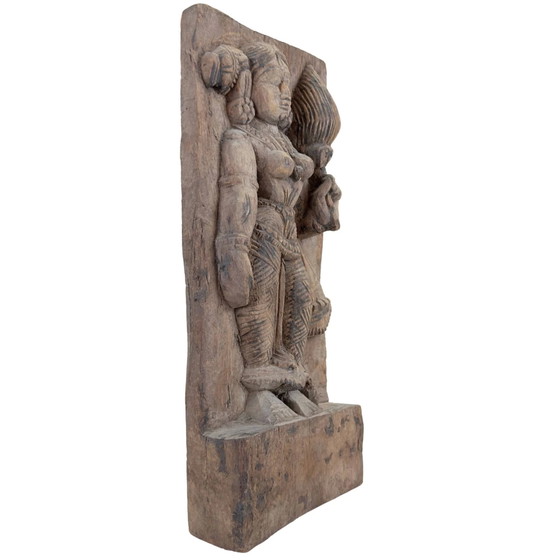 Panneau de temple antique du 18e/19e siècle – Déesse Lakshmi (Sri Devi) – Décorations murales, Wood (photo 2 of 9)