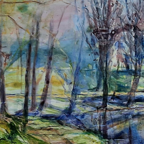 Image 1 of Cuadro acrílico moderno en marco de madera negro