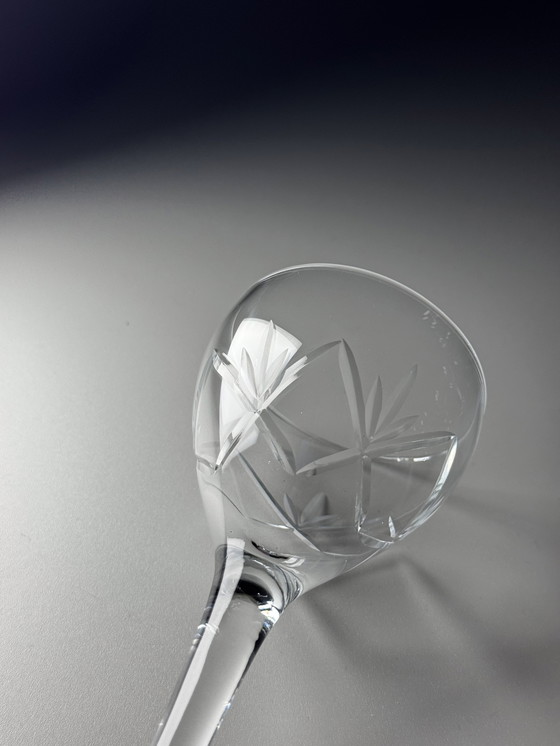 Image 1 of Holmegaards Glasværk - Años 20 - Juego de 8 copas de cóctel y aperitivo de cristal grabadas a mano - Modelo Ulla