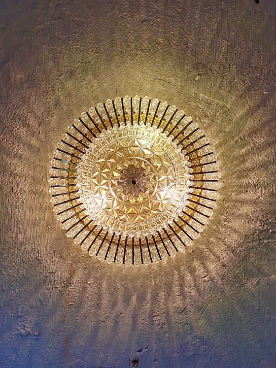 Lámpara de techo de latón y cristal de Ernst Palme Palwa, década de 1970. – Plafones, Brass (photo 2 of 8)