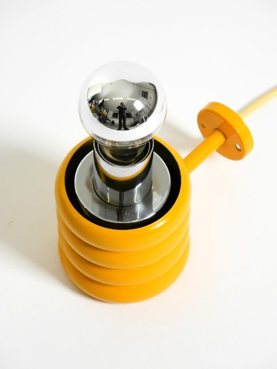 Image 1 of Very rare original 1960s Space Age "Bulb" wall lamp by Ingo Maurer in yellow with a clear glass shade