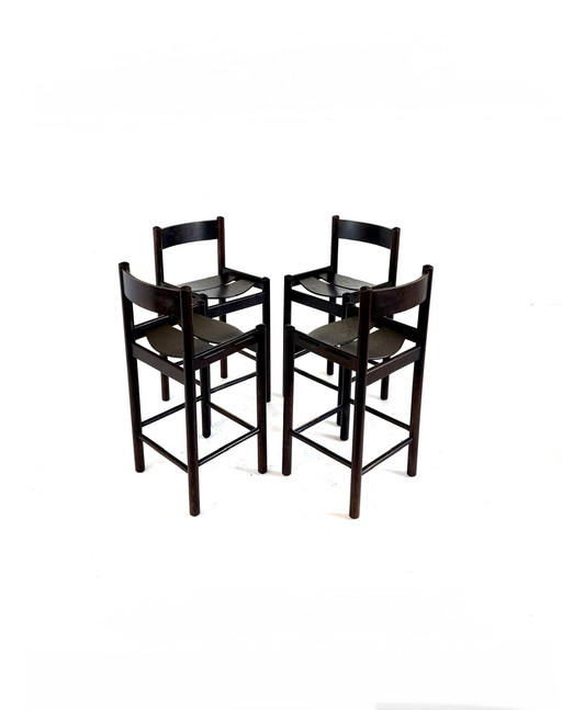 4x Brutalist Bar Stools, Allmilmö '80