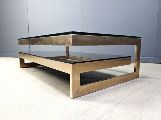 Image 1 of Table basse vintage à deux niveaux en belgochrom 23 carats, années 1970