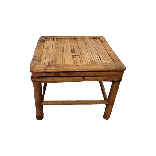 Table à plantes vintage en bambou et écaille de tortue, milieu du 20e siècle