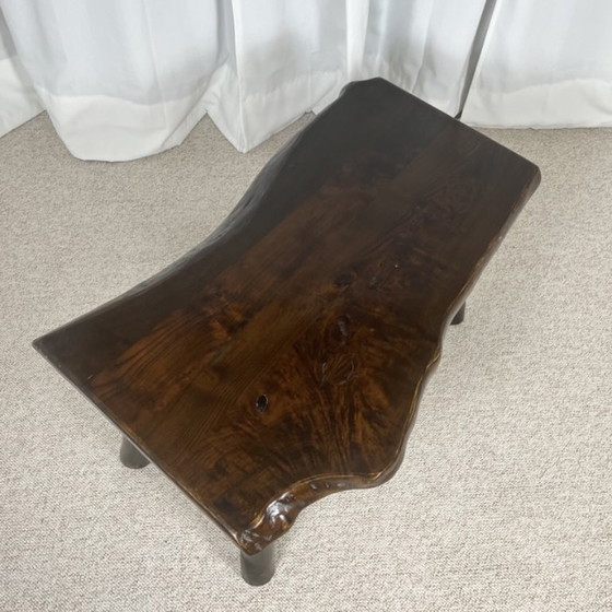 Image 1 of Mesa de centro rústica de madera maciza, estilo Wabi-Sabi, década de 1970.