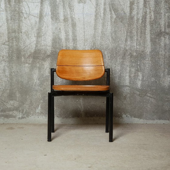 Image 1 of Martin Stoll - Set di quattro sedie da pranzo in faggio e acciaio epossidico nero - 1980 circa - Germania