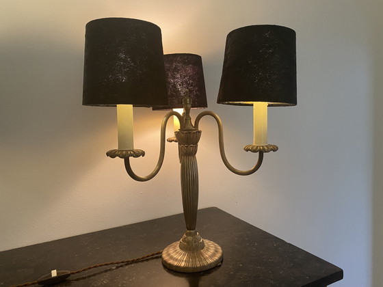 Image 1 of Art Deco pair of three-armed table lamps, 1930s