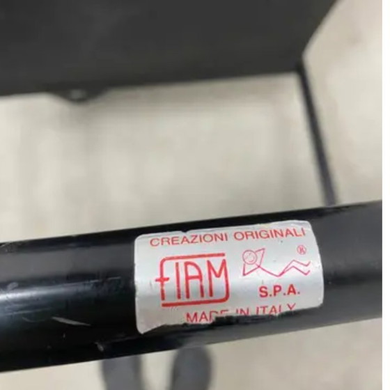 Image 1 of Poltrone retrò FIAM Italia anni '80 - Struttura in metallo nero e rivestimento verde (set di 2)