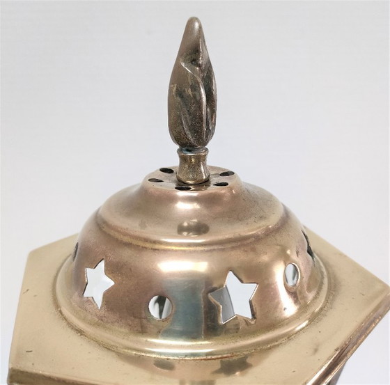 Image 1 of messing lantaarnlamp vintage glas