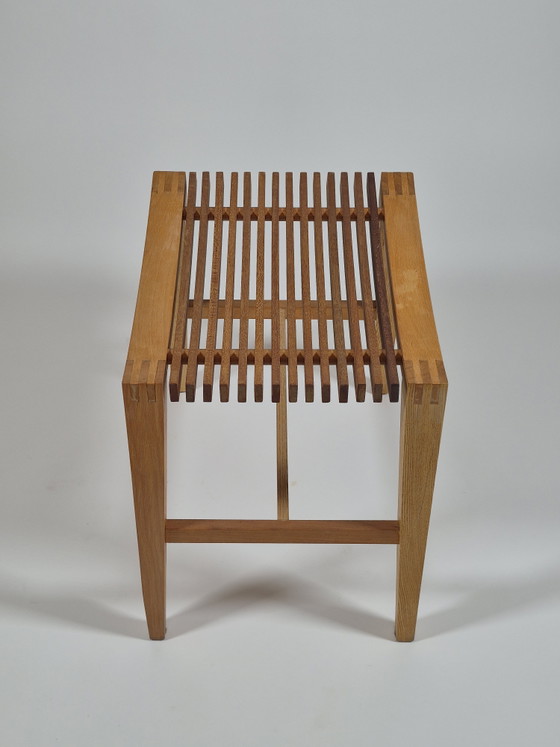 Vintage carpentry wooden stool slatted chair design (photo 13 of 14)