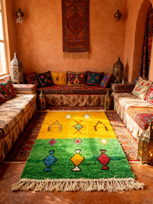 Tapis Traditionnel bérbére 300 x 200 cm Haut de Gamme Fait à la main - 100% Haut Laine