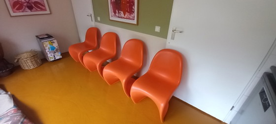 4x Vitra Verner Panton Stoelen – Eetkamerstoelen, Plastic (photo 6 of 12)